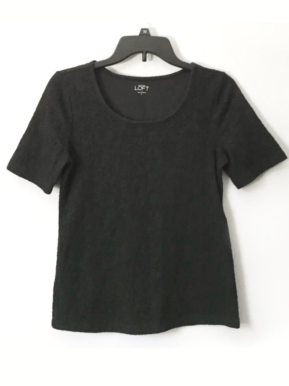 LOFT Stevie Nicks Style Black Cotton Lace Textured Stretchy Tee - Whimsigoth Top